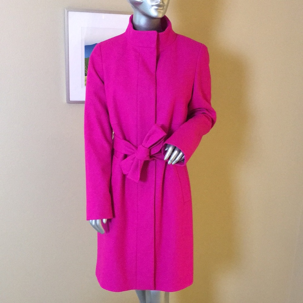 J. CREW | Wool + Cashmere Blend Belted Coat Hot Pink